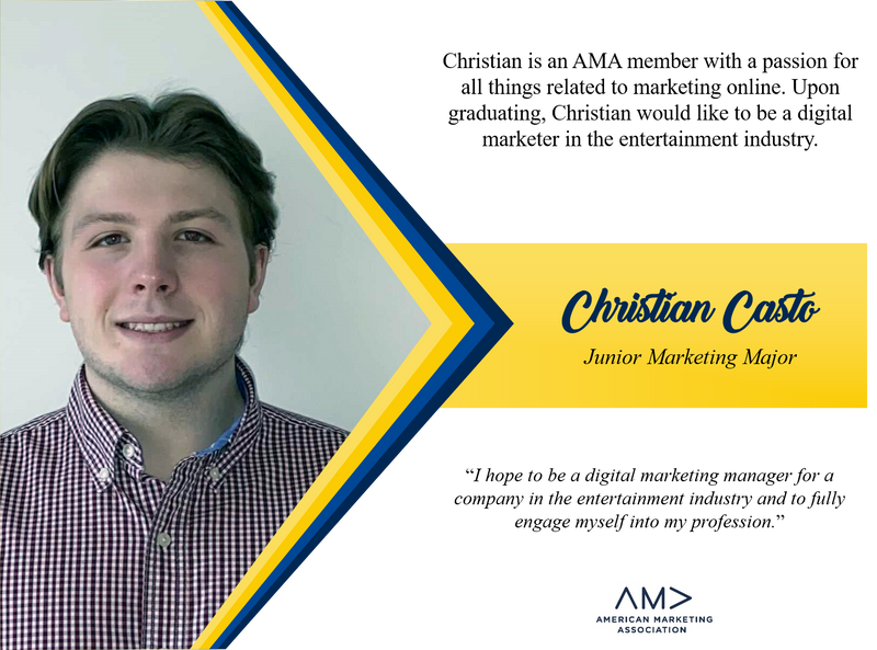 AMA Member of the Month- Christian Casto (Junior Marketing Major)